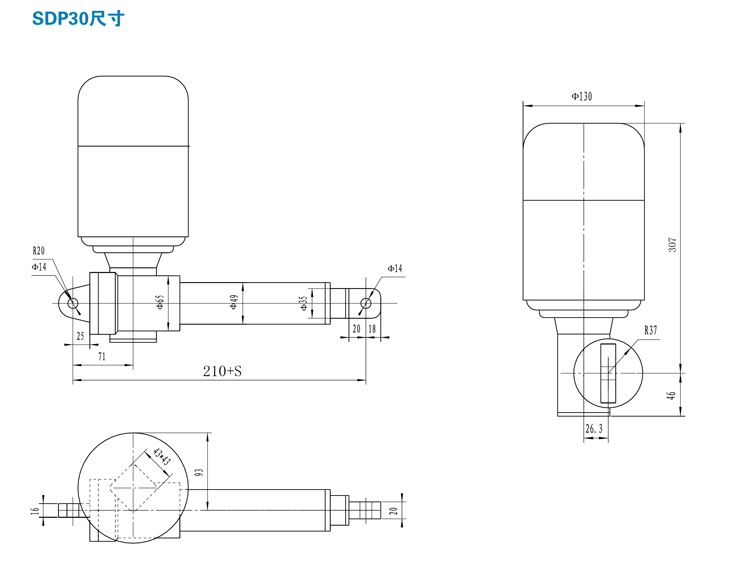 SDP交流電動推桿(圖1) SDP交流電動推桿(圖1)